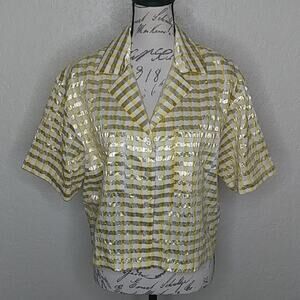 Oliver Bonas Button Front Metallic Shirt Size 6